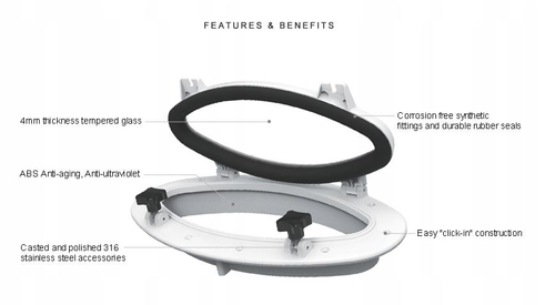 BULAJ HERMETYCZNY OKNO ELIPTYCZNE 410 X 220 mm SEAFLO SFPP2-03