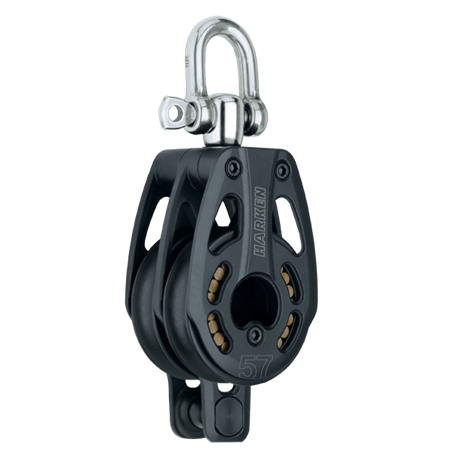 Blok aluminiowy podwójny 57 mm krętlik, zaczep 3218