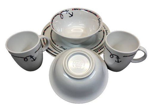 KOMPLET NACZYŃ Z MELAMINY MARINE ANCHOR 8 SZT. 15008