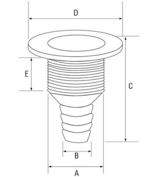 PRZEJŚCIE BURTOWE POKŁADOWE ODPŁYW NA WĄŻ 25mm / 1''  03472425