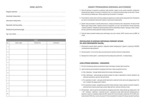DZIENNIK JACHTOWY (YACHT LOGBOOK) - M.Czarnomska