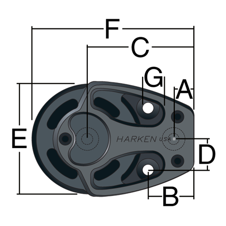 Blok leżący aluminiowy HARKEN 150 mm 3263
