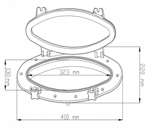 BULAJ HERMETYCZNY OKNO - ELIPTYCZNY 410 X 220 mm SFPP1-03 SEAFLO