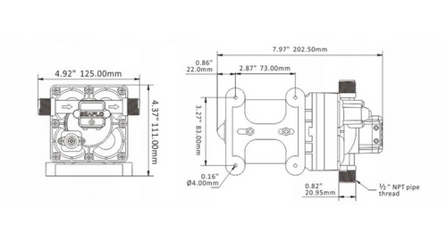 POMPA WODY CIŚNIENIOWA SAMOZASYSAJĄCA 12V 11,3L 3,8 bar SFDP1-030-055-42