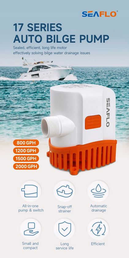 POMPA WODY ZĘZOWA AUTOMATYCZNA 12V 1200GPH 75L SEAFLO SFBP1-G1200-17