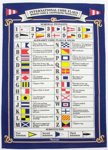 SERWETA OBRUS 71x51 KODY FLAGOWE MORSKIE 6128