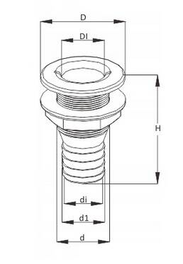 PRZEJŚCIE BURTOWE WODY 3/4'' ODPŁYW NA WĄŻ 19mm