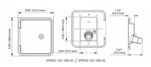 WLEW WODY Z KLAPKĄ 151x166mm ZAMYKANY NA KLUCZ CZARNY SFWH2-151-166-01