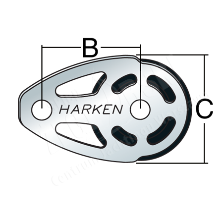 Blok leżący HARKEN ESP 75mm - stal nierdzewna 6079