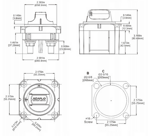 WŁĄCZNIK AKUMULATORA HEBEL SFCBS-300-202 SEAFLO