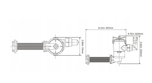 POMPA WODY ZABURTOWEJ KĄTOWA 800GPH SFBP1-G800-05