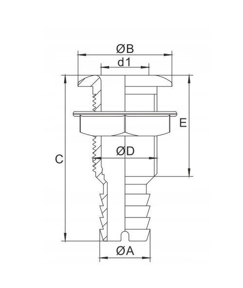 PRZEJŚCIE BURTOWE 1 1/2'' ODPŁYW  KOKPITU NA WĄŻ 38mm SFTH3-1500-01