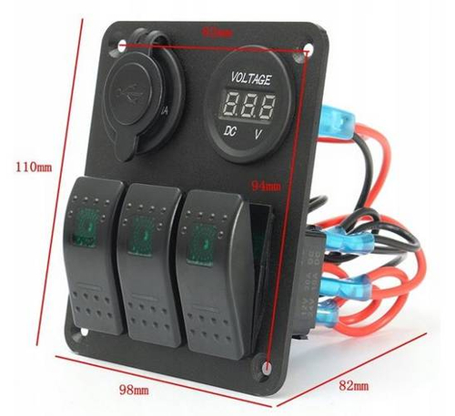 ROZDZIELNIA ELEKTRYCZNA 3 OBWODOWA Z USB I WOLTOMIERZEM 