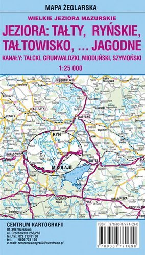 MAPA laminowana -JEZIORO TAŁTY, RYŃSKIE, OKOLICZNE