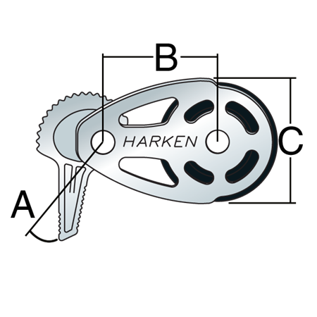 Blok leżący HARKEN ESP 57mm - stal nierdzewna, blokada 6070