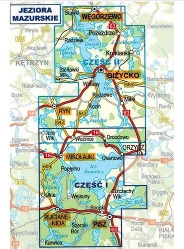 MAPA LAMINOWANA JEZIORA MAZURSKIE 2 CZĘŚCI