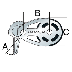 Blok leżący HARKEN ESP 57mm - stal nierdzewna, blokada 6070