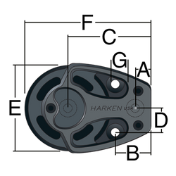 Blok podwójny aluminiowy leżący HARKEN 100 mm 3250